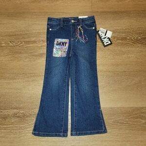 DKNY Girls Size 4 Stretchy Denim Flare Blue Jeans New
